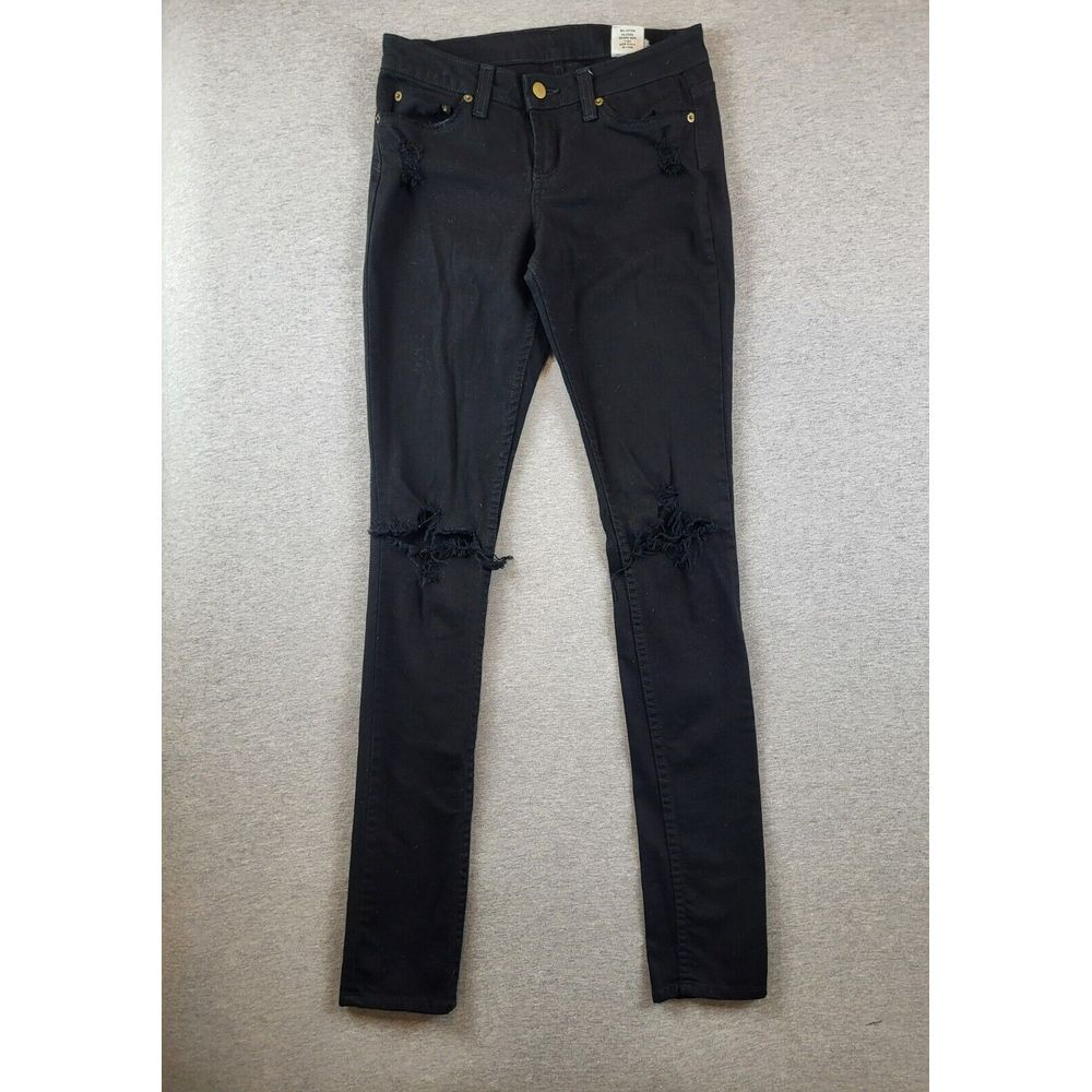 John Eshaya Womens Black 5-Pocket Slim-Fit Distressed Denim Jeans Sz. 4 - 28x32